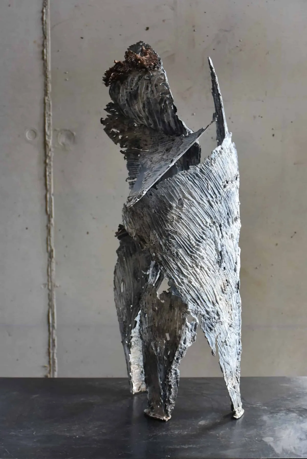 Sculpture Bronze et Acier patinés de Julien Allègre : Éclosion de sel, Vue 2