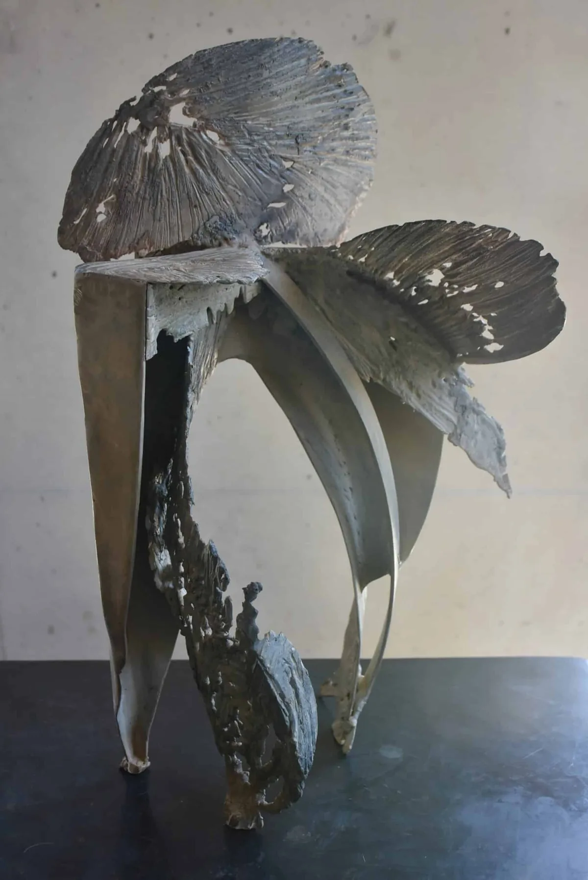 Sculpture Bronze et Acier patinés patiné blanc à chaud de Julien Allègre : Oiseau de lune, Vue 3