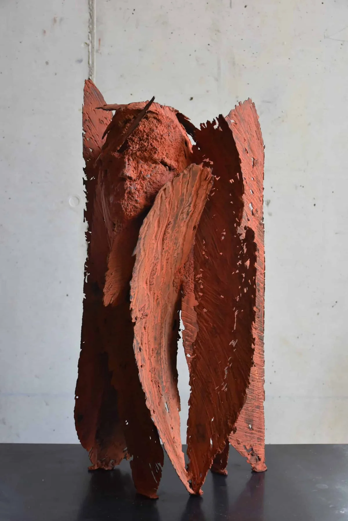 Sculpture en acier patiné à chaud de Julien Allègre : Rose des Sables, Vue 2