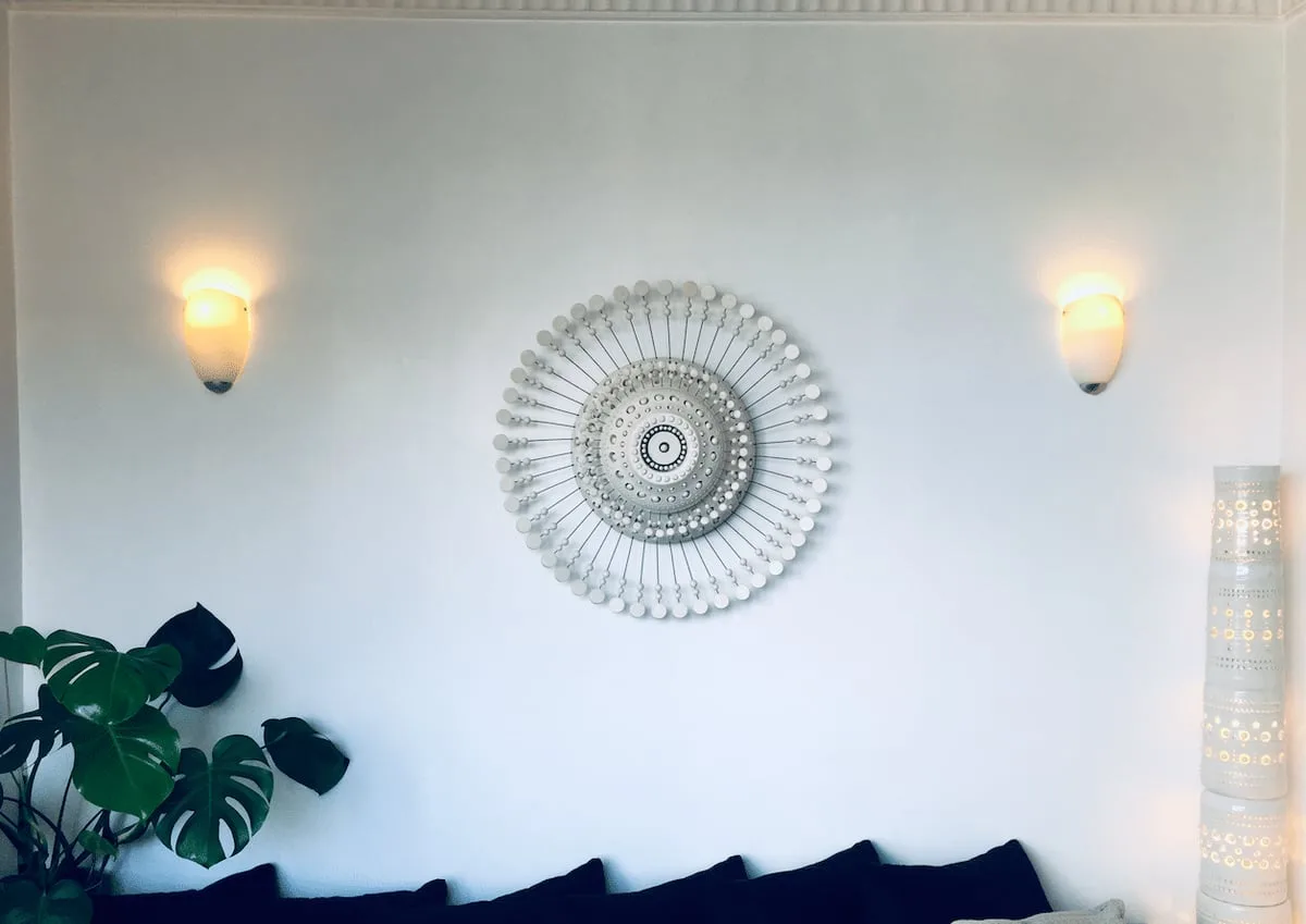 Sun ceramic wall sconce by Georges Pelletier, View 4