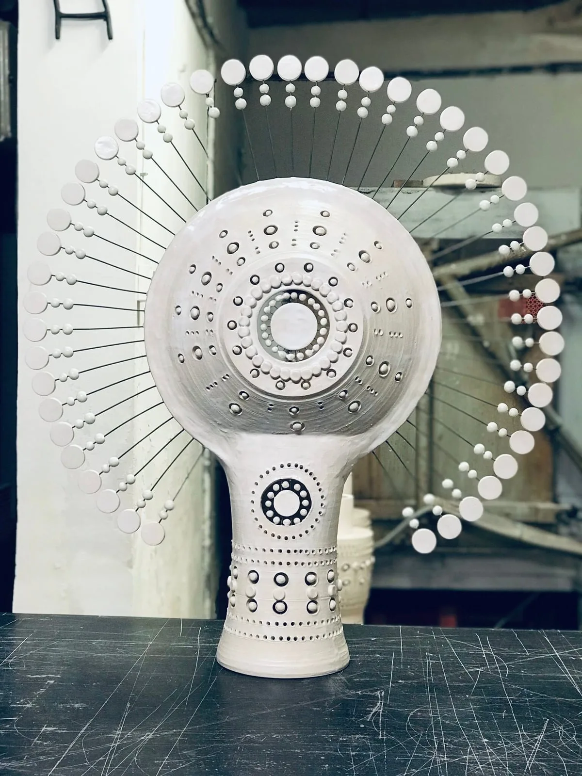 Sun lamp by Georges Pelletier: white enamel