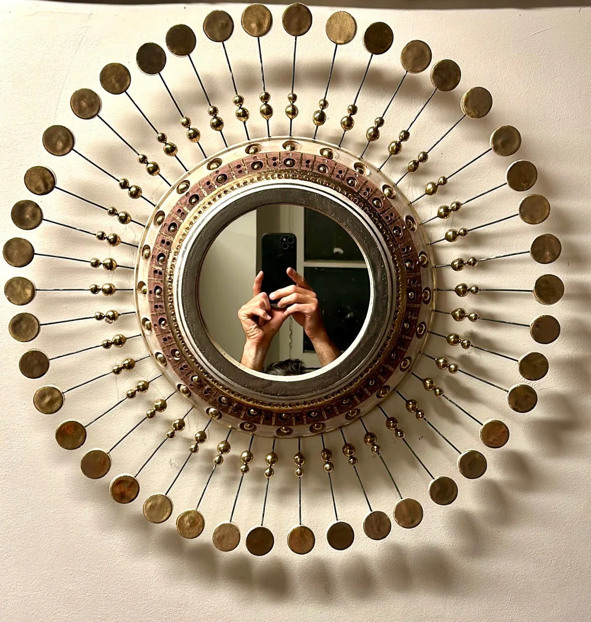 Sun Mirror by Georges Pelletier in white, gold and platinum, View 2