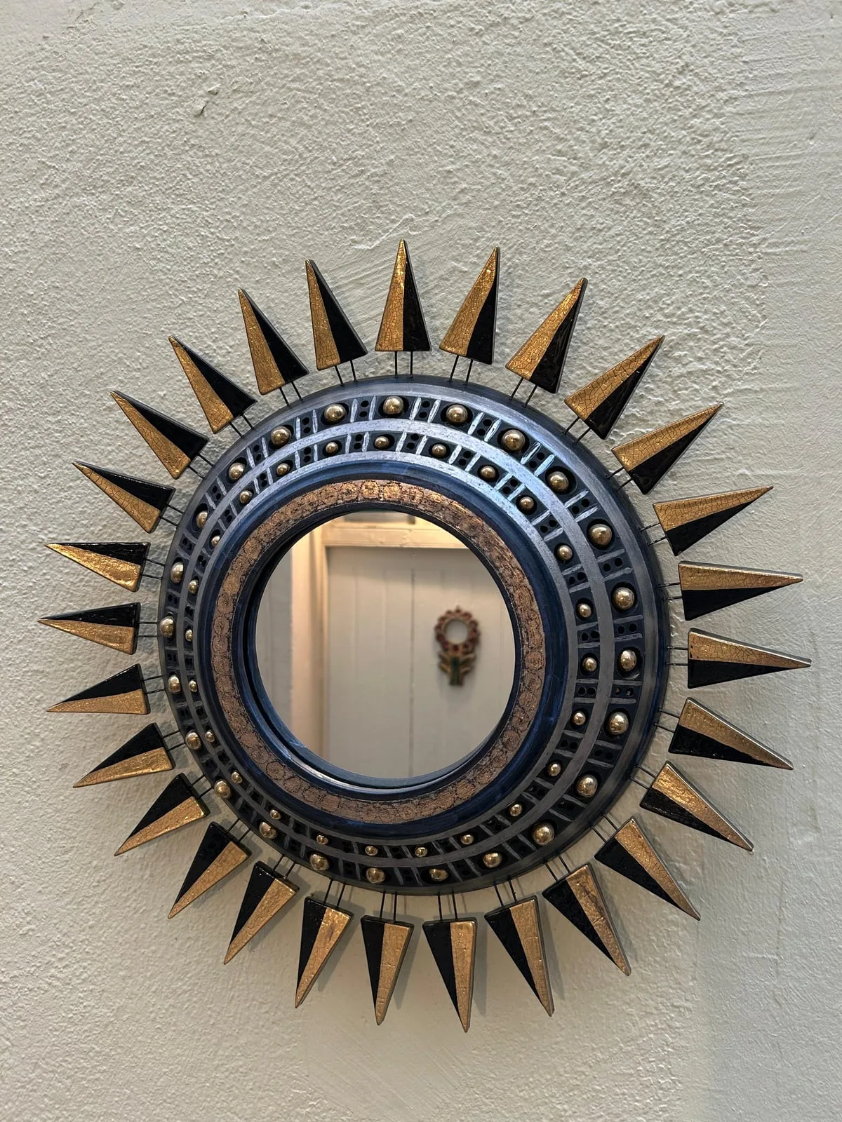Soleil ceramic mirror small size by Georges Pelletier