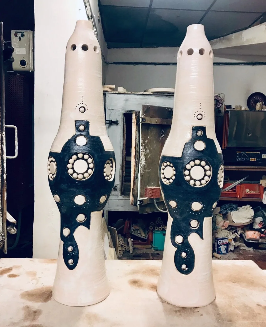Pair of Georges Pelletier ceramic lamps