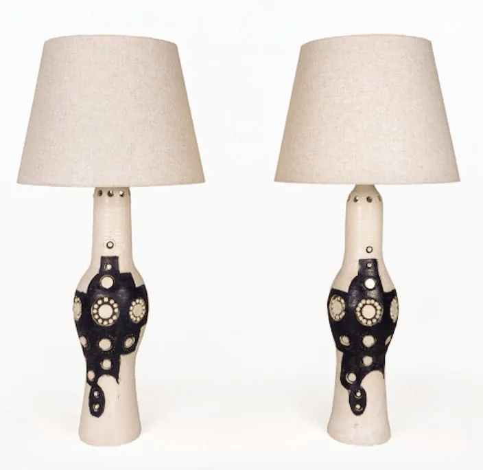 Pair of Georges Pelletier ceramic lamps, View 2