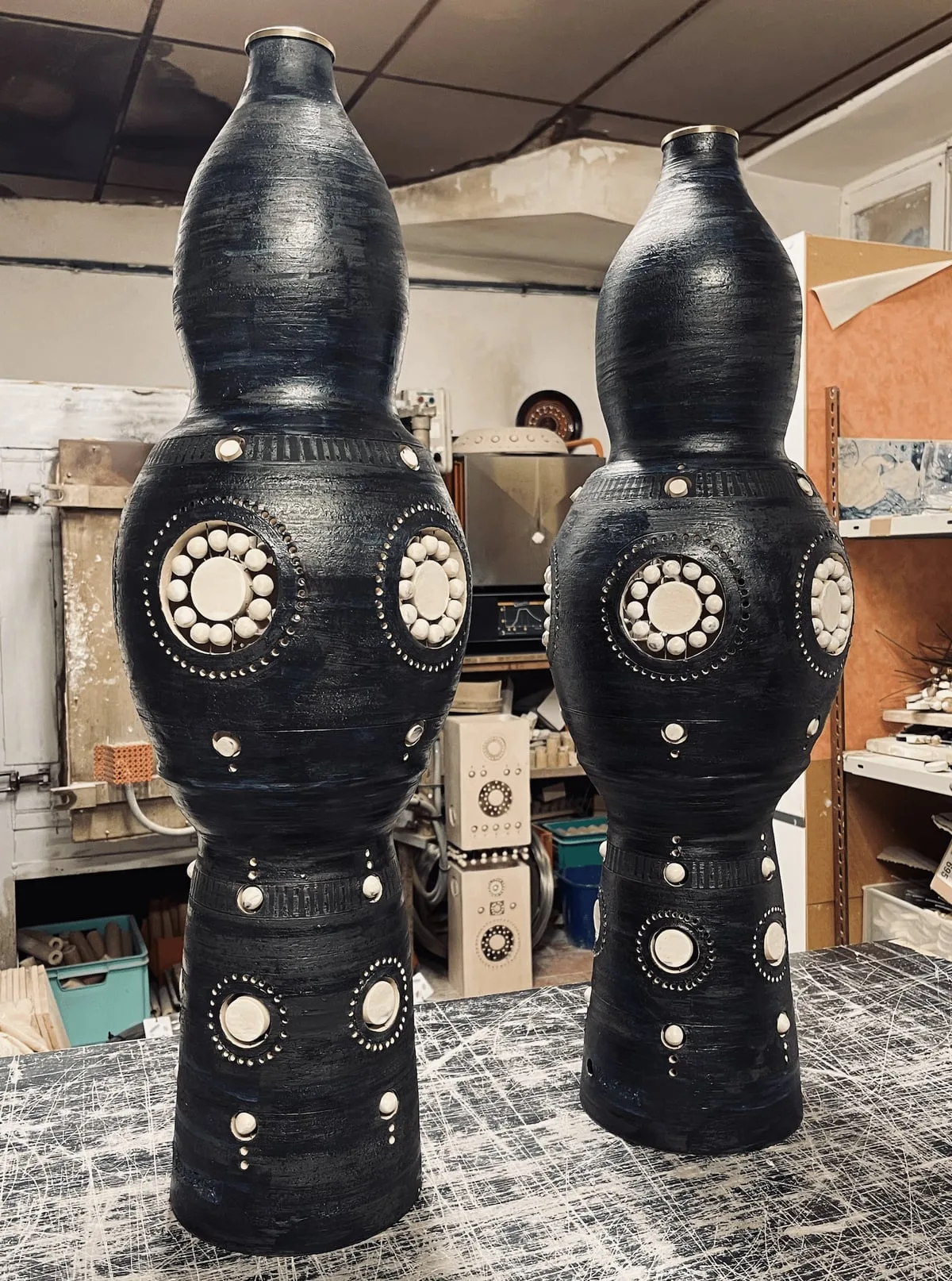 Pair of Georges Pelletier ceramic lamps, View 2