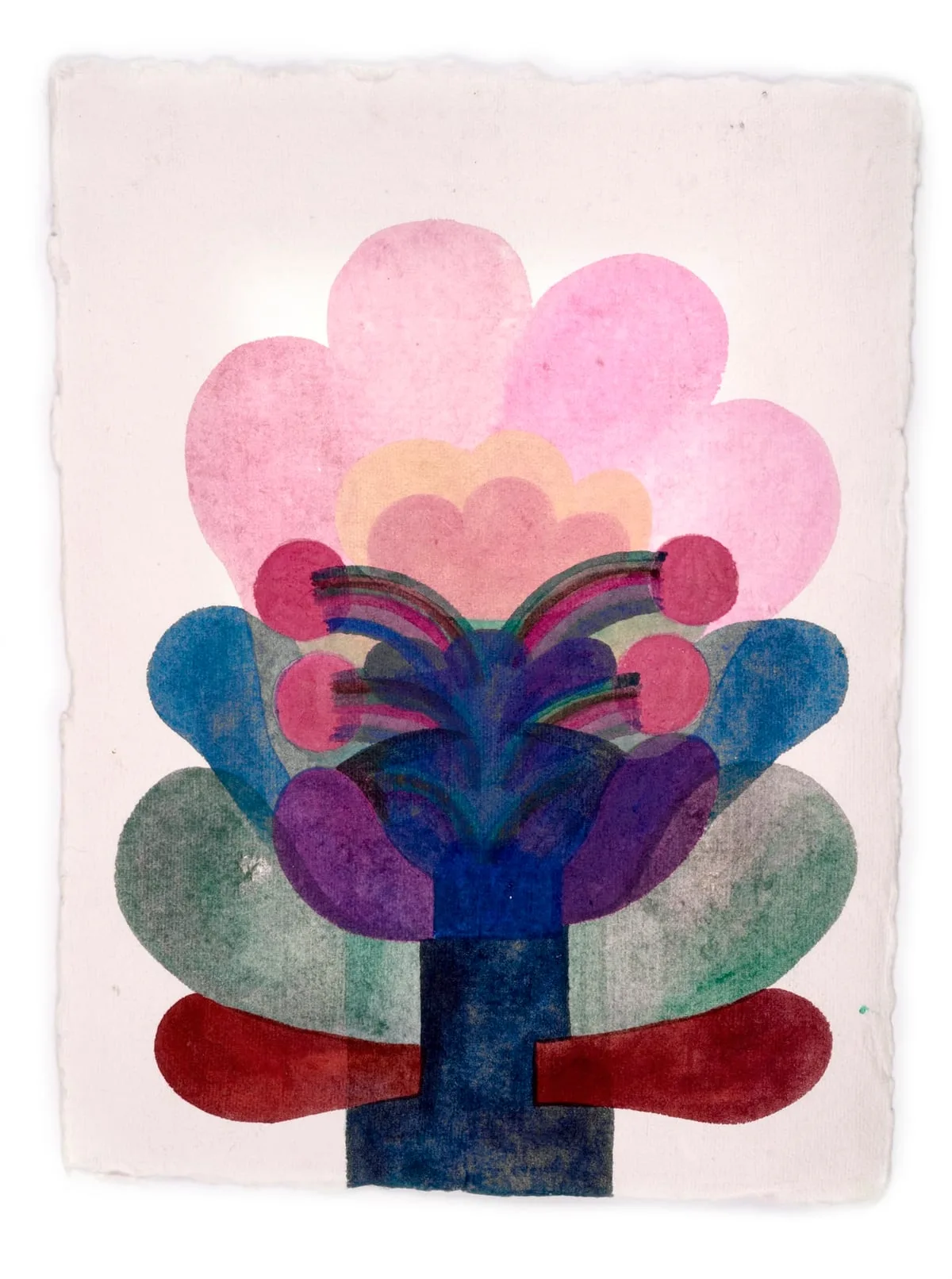 Tableau gouache sur papier de la série "Fleurs" de Caroline Rennequin