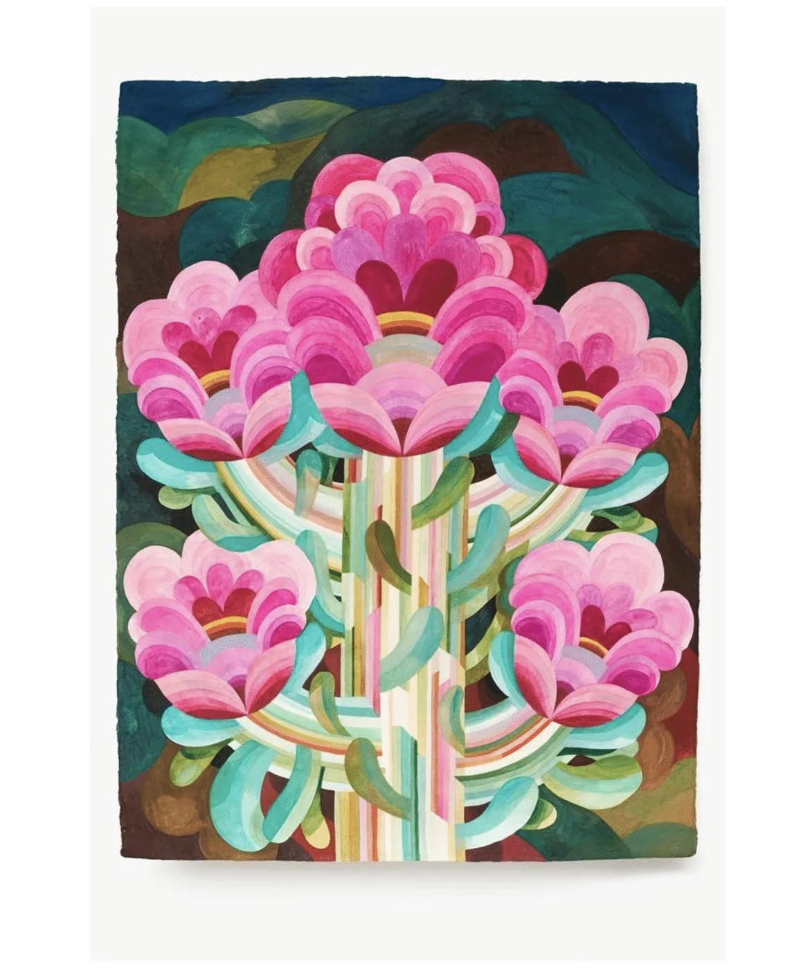 Gouache painting on paper from the 'Flowers' series by Caroline Rennequin