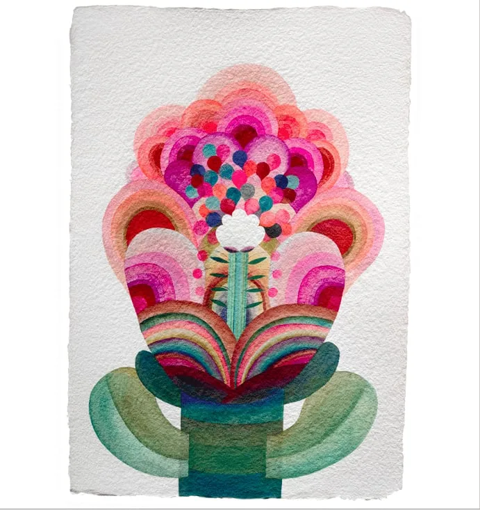 Gouache painting on paper from the 'Flowers' series by Caroline Rennequin