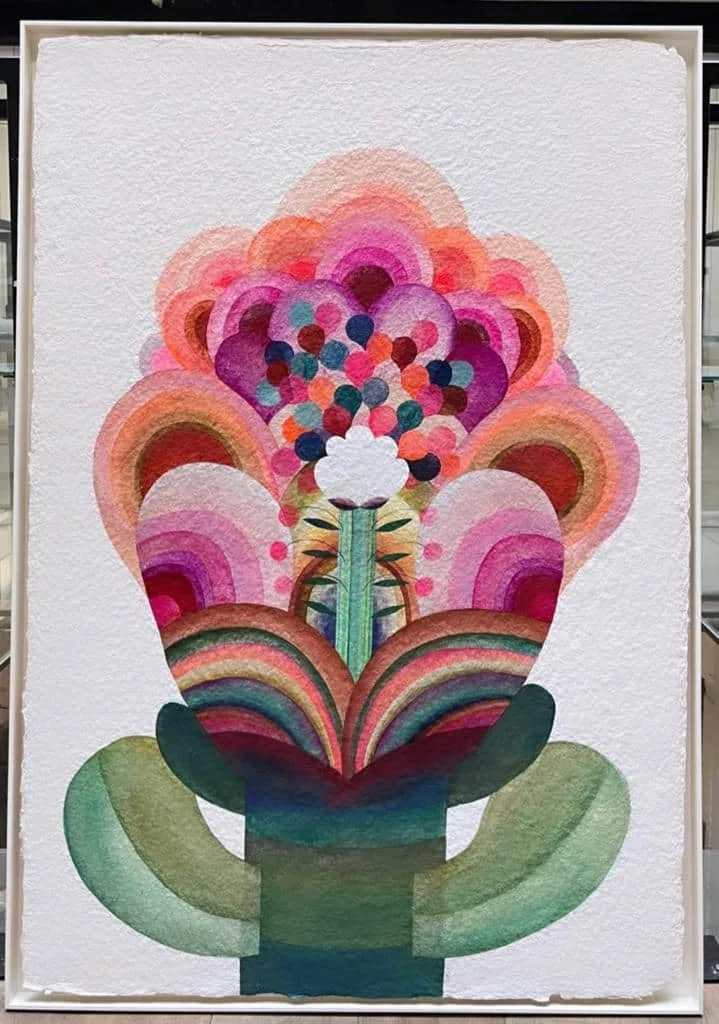 Gouache painting on paper from the 'Flowers' series by Caroline Rennequin, View 2