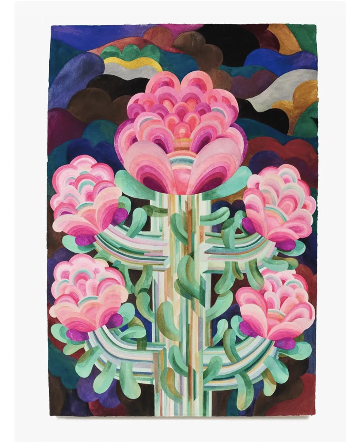 Gouache painting on paper from the 'Flowers' series by Caroline Rennequin