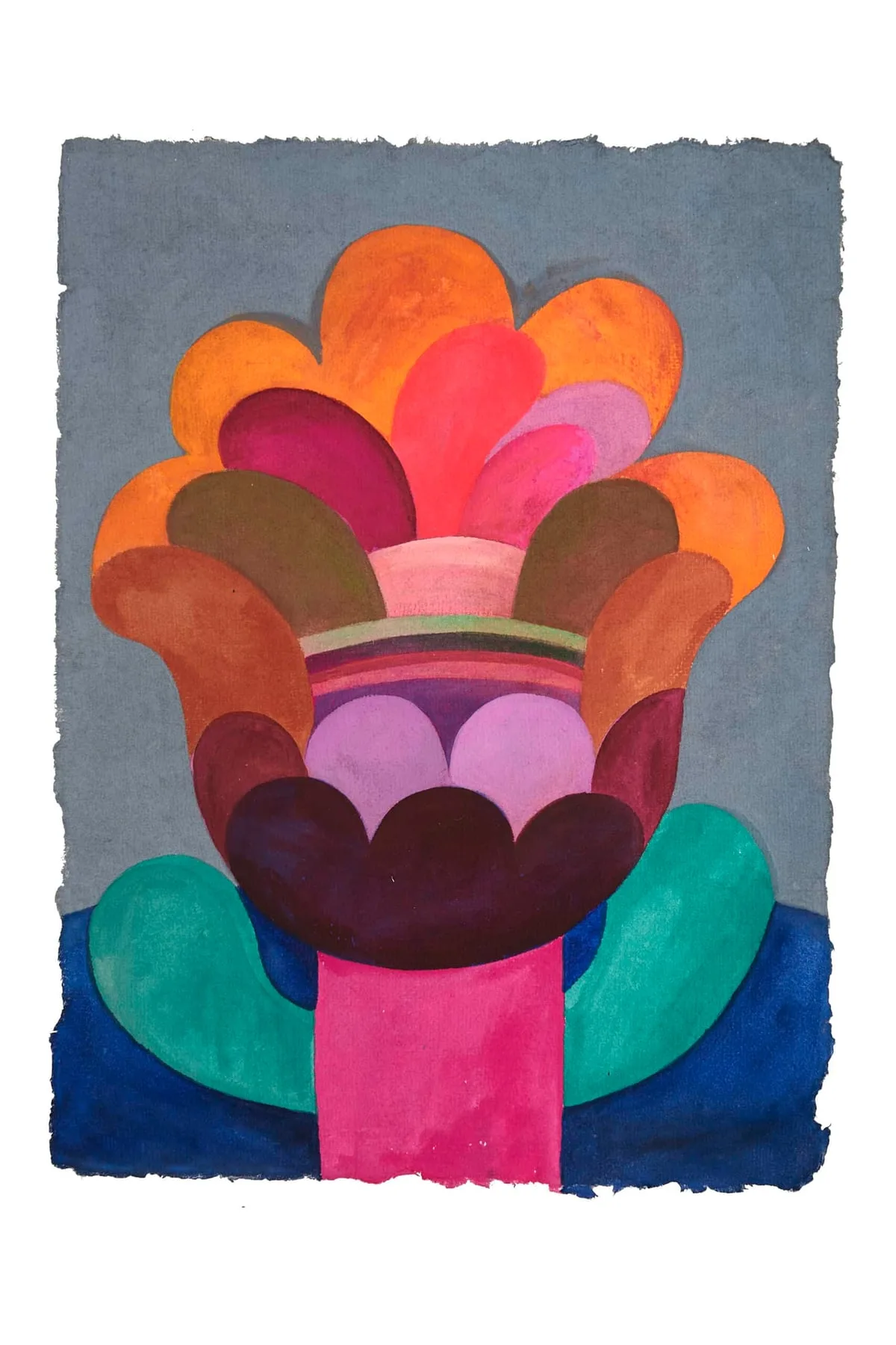 Gouache painting on paper from the 'Flowers' series by Caroline Rennequin