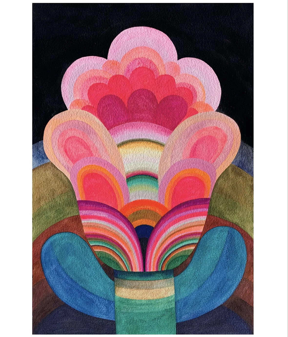 Gouache painting on paper from the 'Flowers' series by Caroline Rennequin