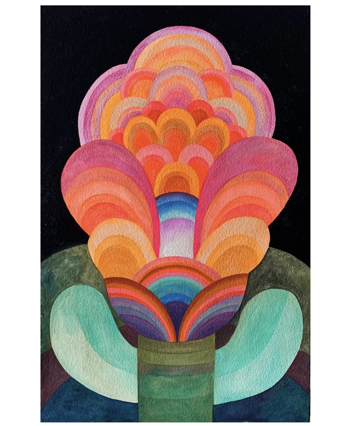 Gouache painting on paper from the 'Flowers' series by Caroline Rennequin