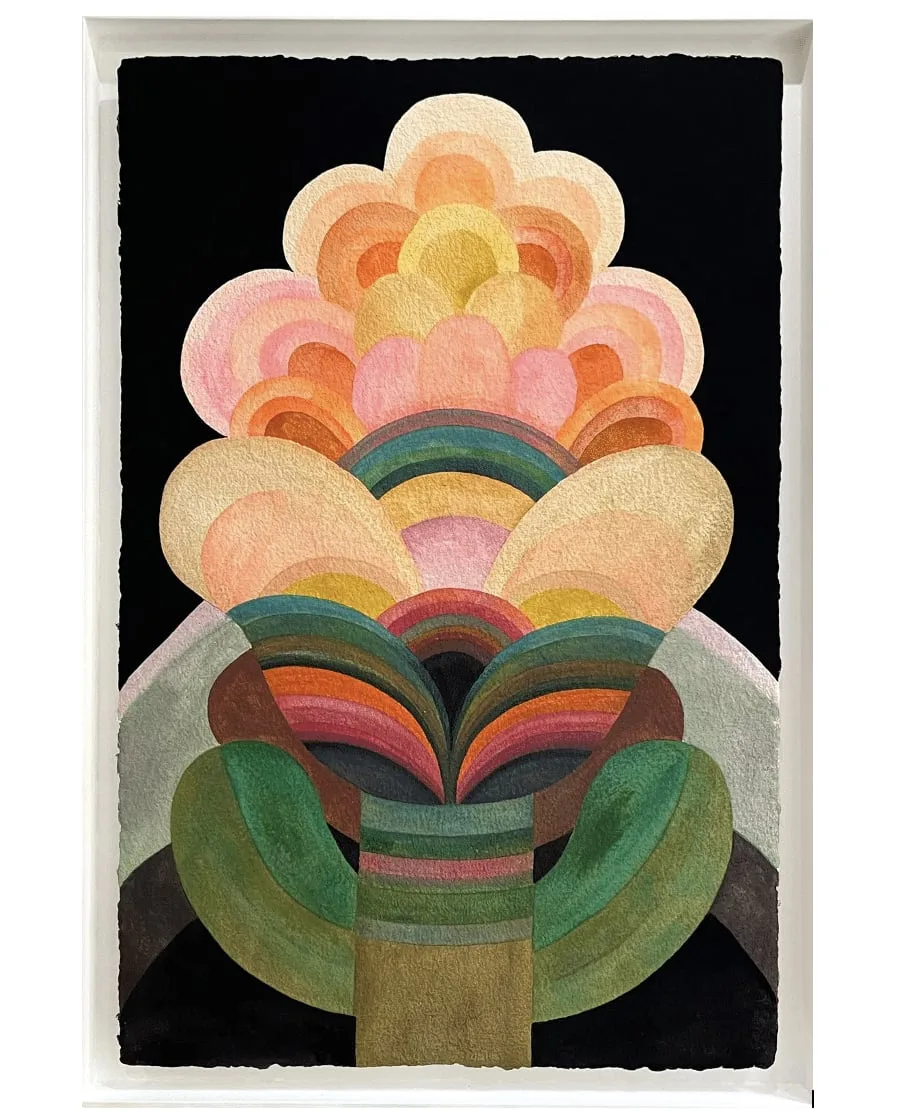 Gouache painting on paper from the 'Flowers' series by Caroline Rennequin