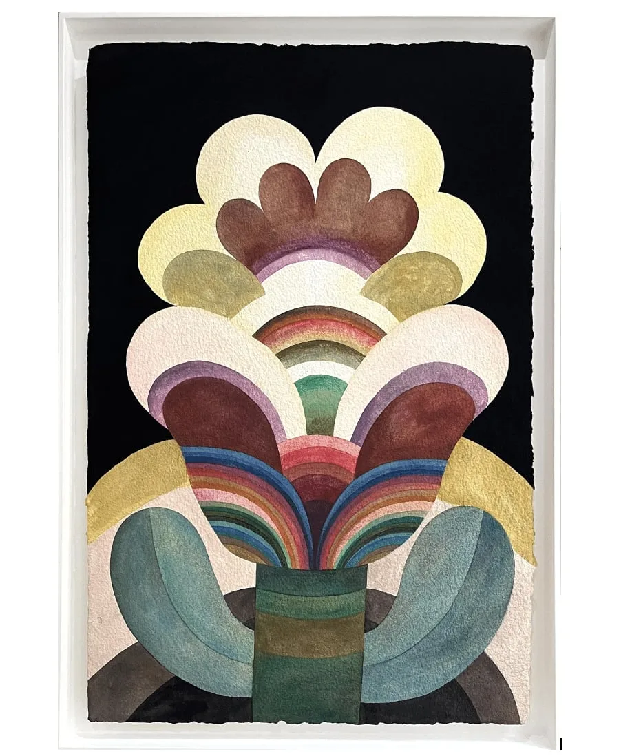 Tableau gouache sur papier de la série "Fleurs" de Caroline Rennequin