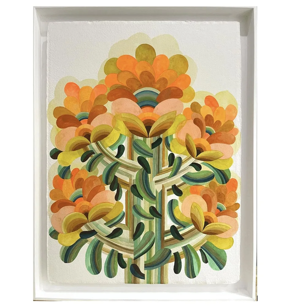 Gouache painting on paper from the 'Flowers' series by Caroline Rennequin