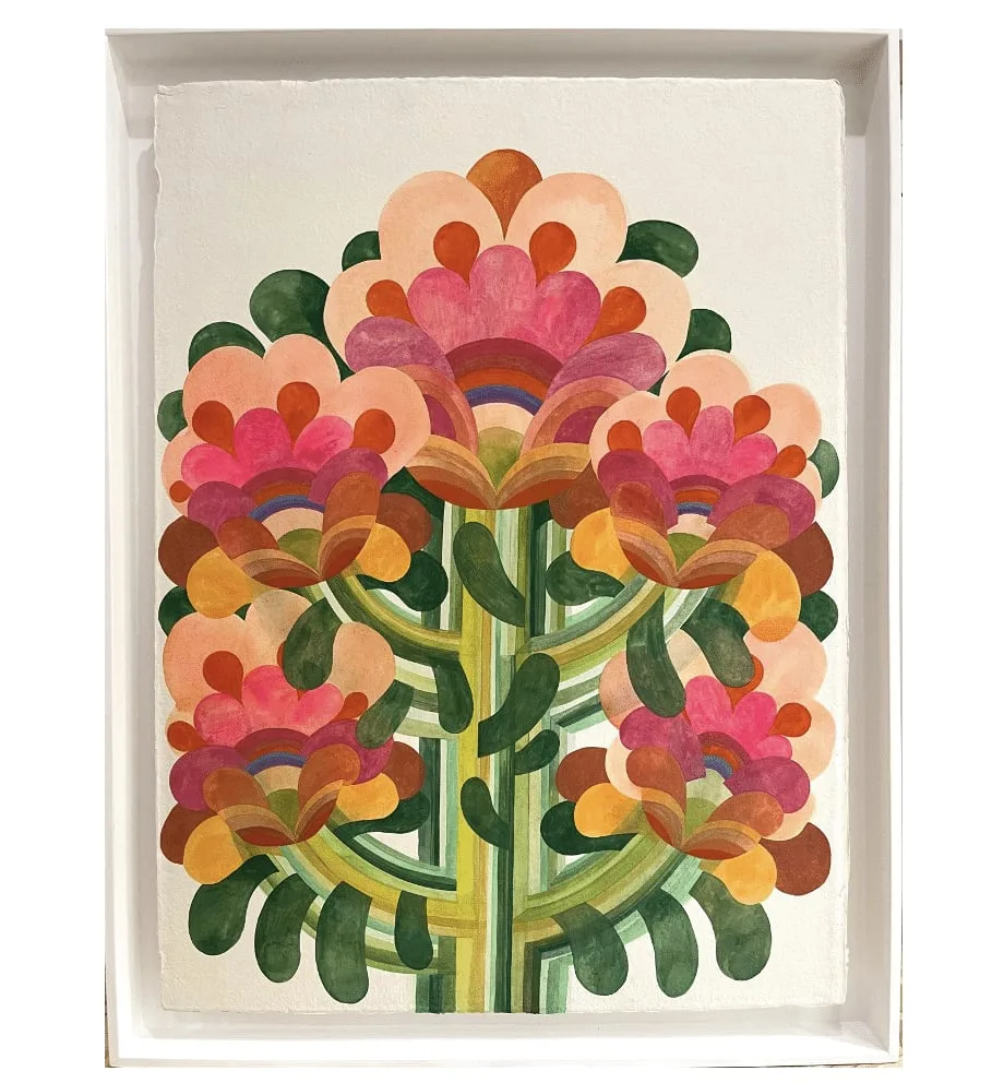 Gouache on paper from the "Fleurs" series by Caroline Rennequin
