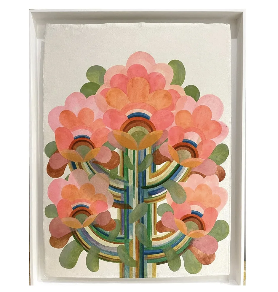 Gouache painting on paper from the 'Flowers' series by Caroline Rennequin