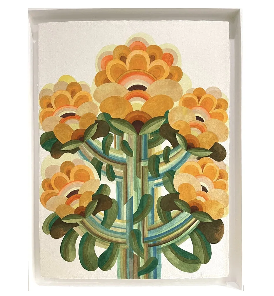 Gouache painting on paper from the 'Flowers' series by Caroline Rennequin