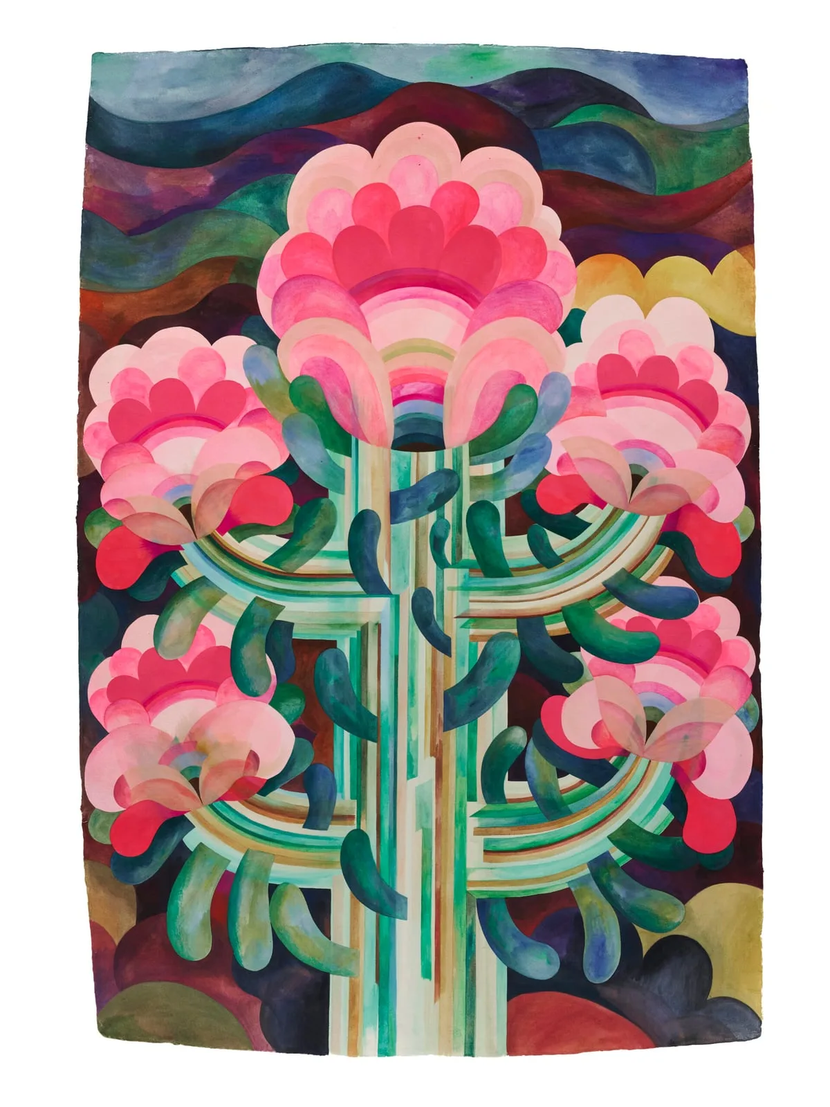 Gouache painting on paper from the 'Flowers' series by Caroline Rennequin