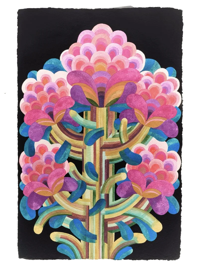 Gouache on paper from the "Fleurs" series by Caroline Rennequin