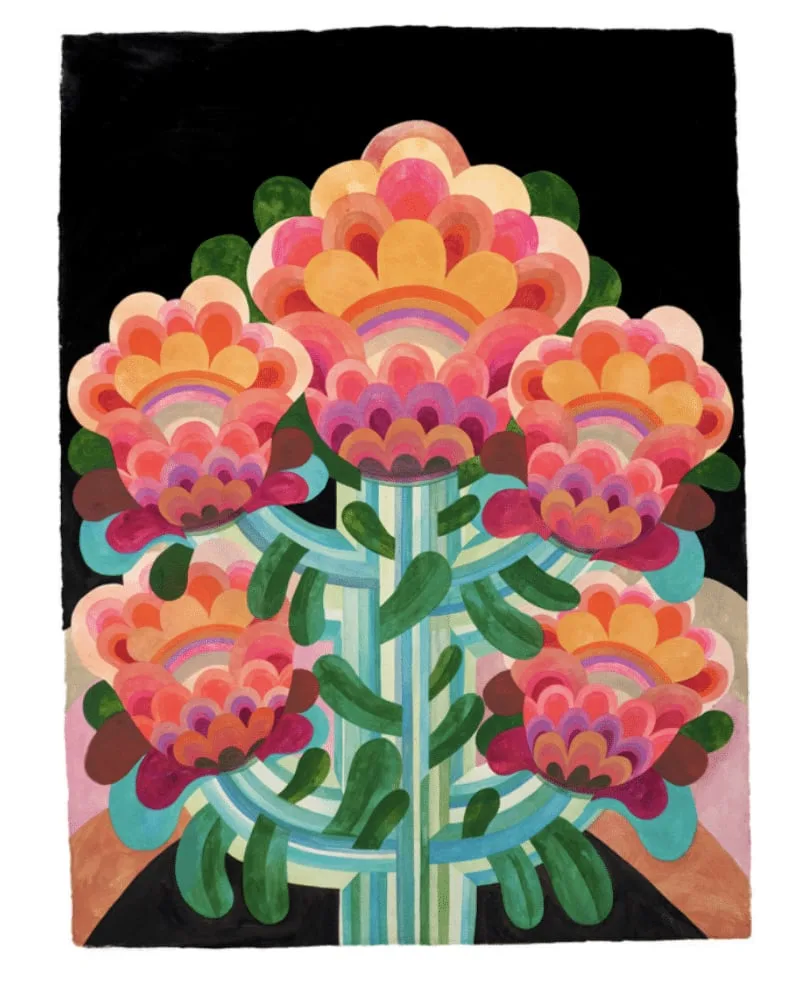 Gouache painting on paper from the 'Flowers' series by Caroline Rennequin by Caroline Rennequin