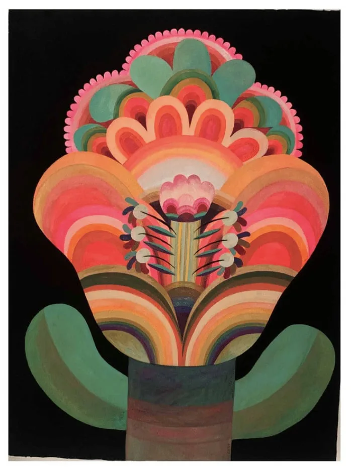 Gouache painting on paper from the 'Flowers' series by Caroline Rennequin by Caroline Rennequin