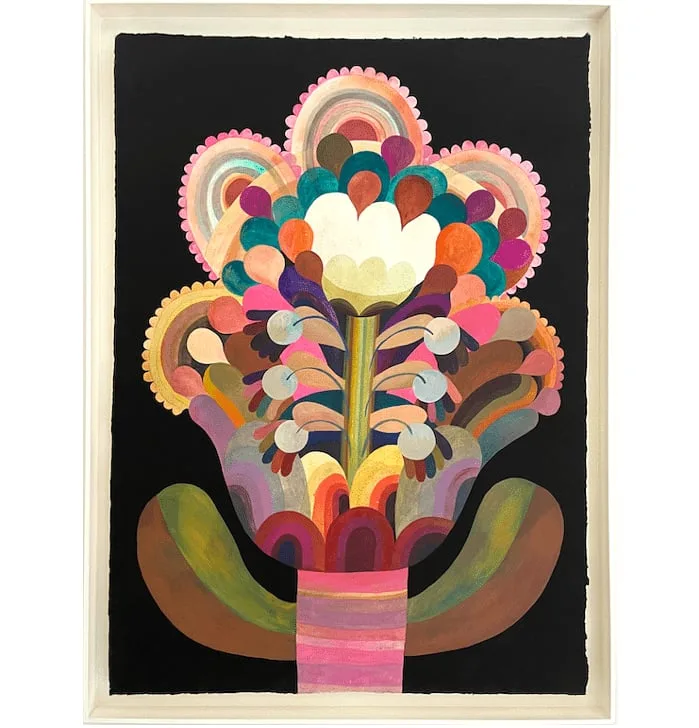 Gouache painting on paper from the 'Flowers' series by Caroline Rennequin