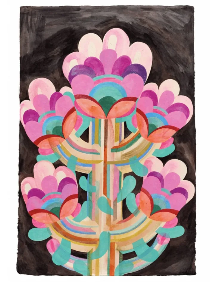 Gouache painting on paper from the 'Flowers' series by Caroline Rennequin
