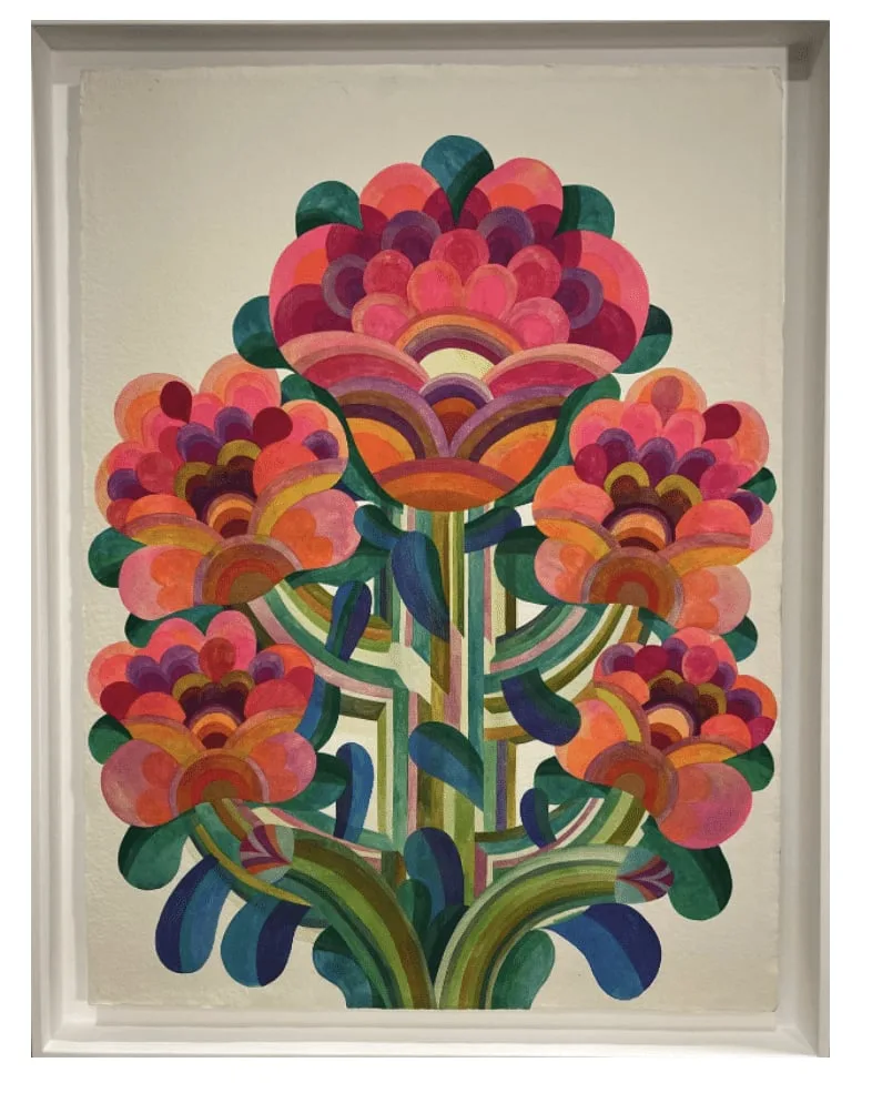 Gouache painting on paper from the 'Flowers' series by Caroline Rennequin