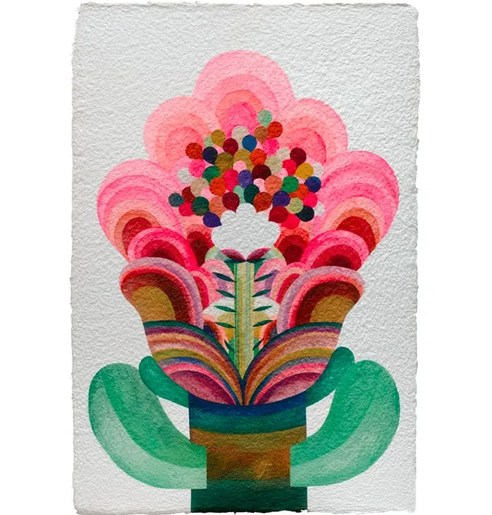 Gouache painting on paper from the 'Flowers' series by Caroline Rennequin