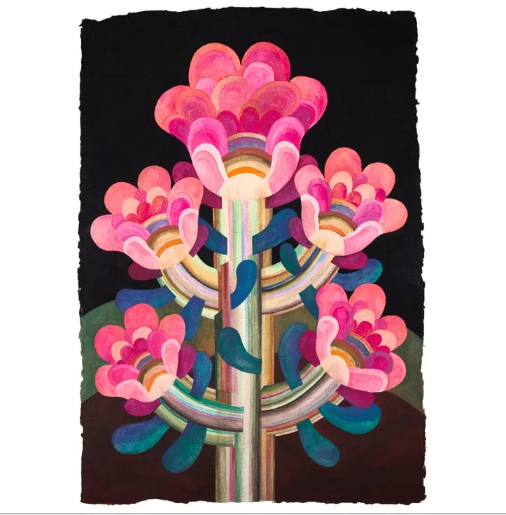 Gouache painting on paper from the 'Flowers' series by Caroline Rennequin