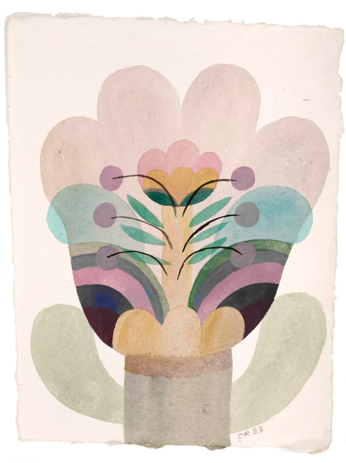 Gouache painting on paper from the 'Flowers' series by Caroline Rennequin