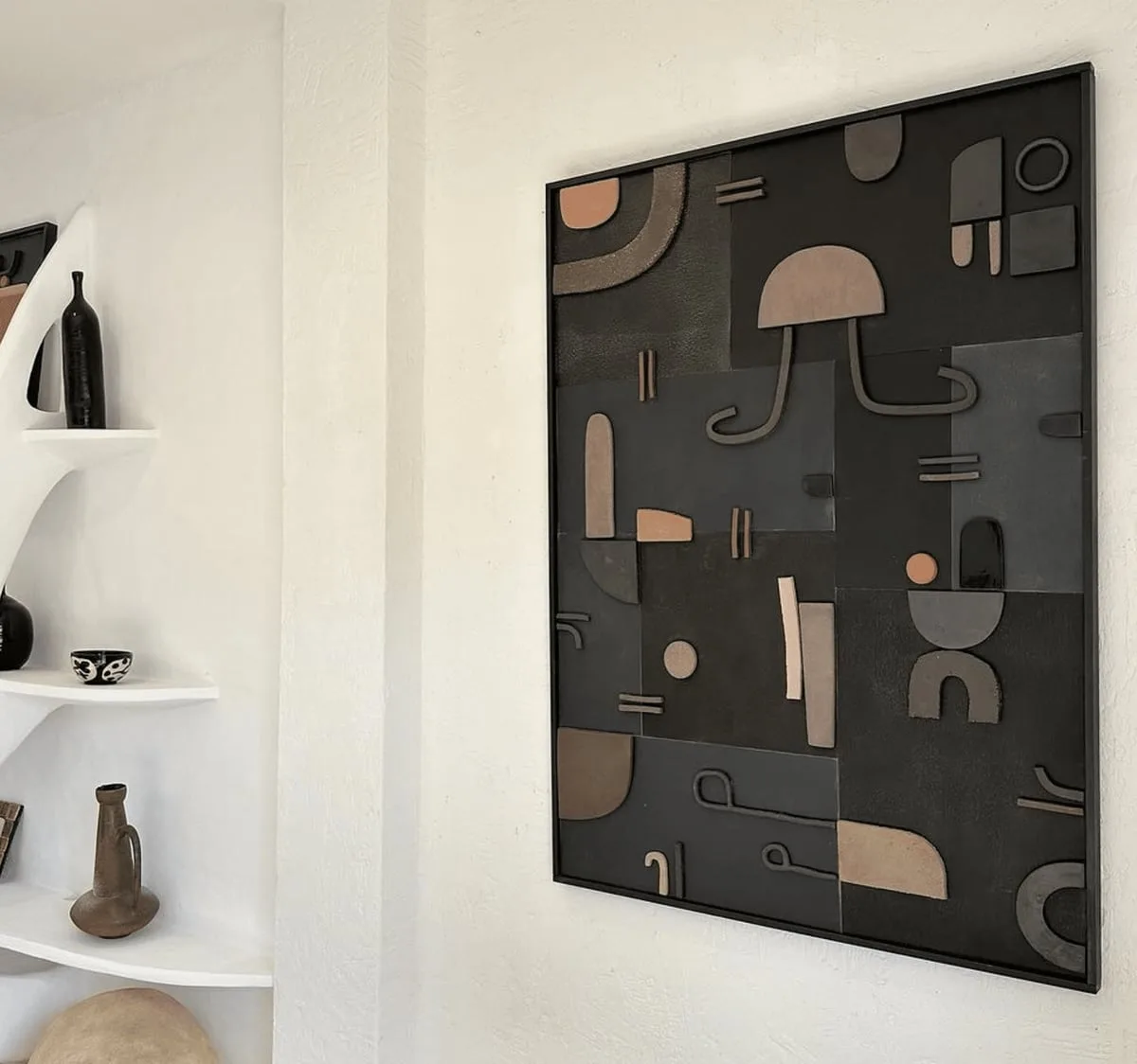 Ceramic and Wood Bas-Relief Sculpture by Natalie Rich, View 2