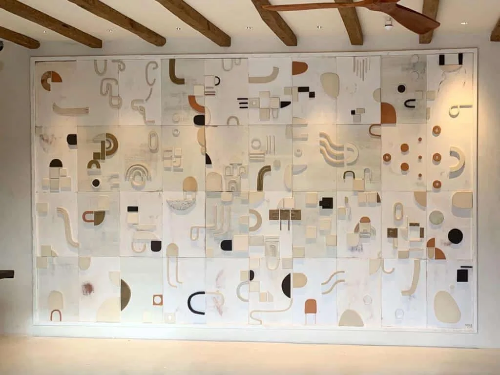 Elements 1 - Monumental Wood and Ceramic Bas-Relief by Natalie Rich