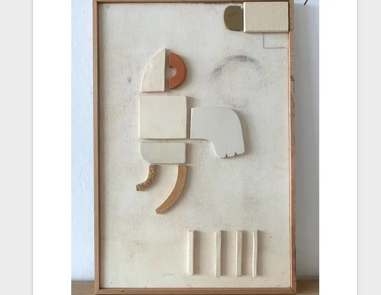Small Ceramic and Wood Sculpture Painting by Natalie Rich