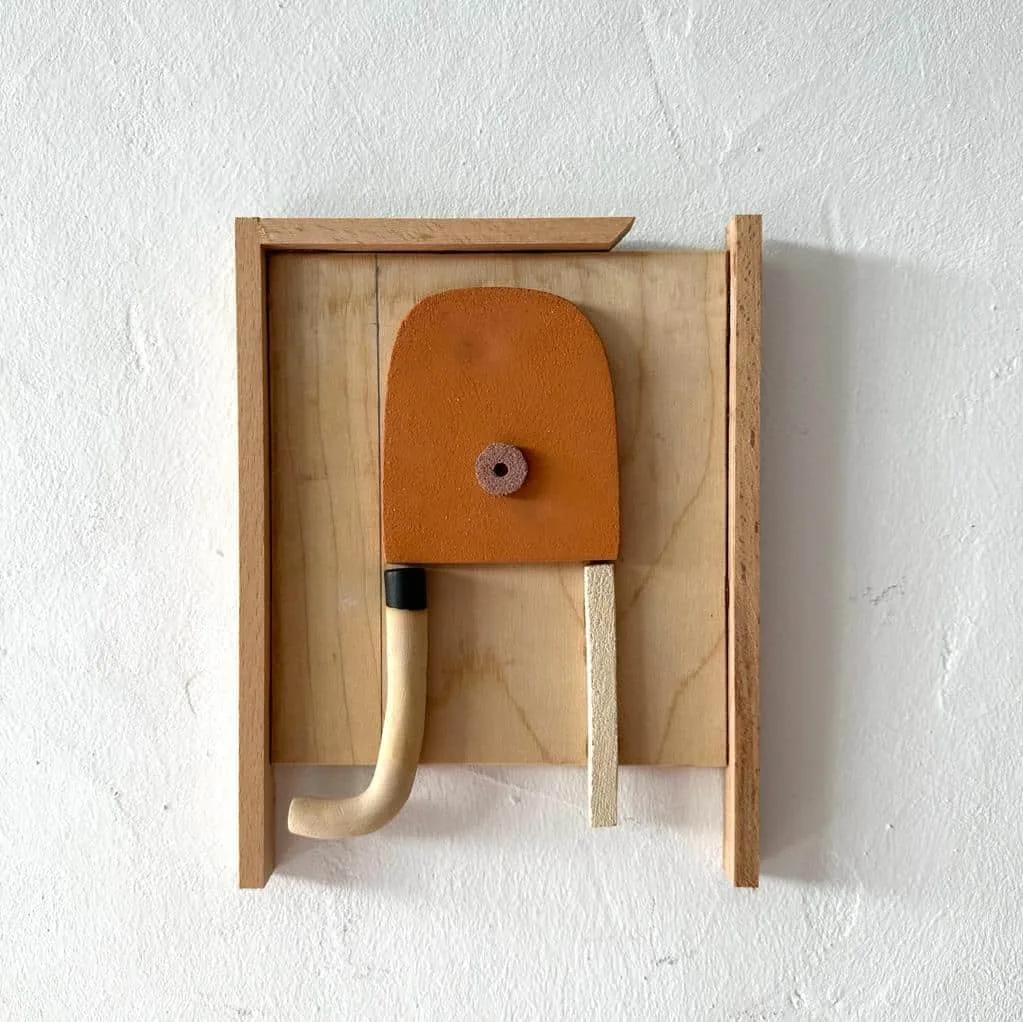 Small Ceramic and Wood Sculpture Painting by Natalie Rich