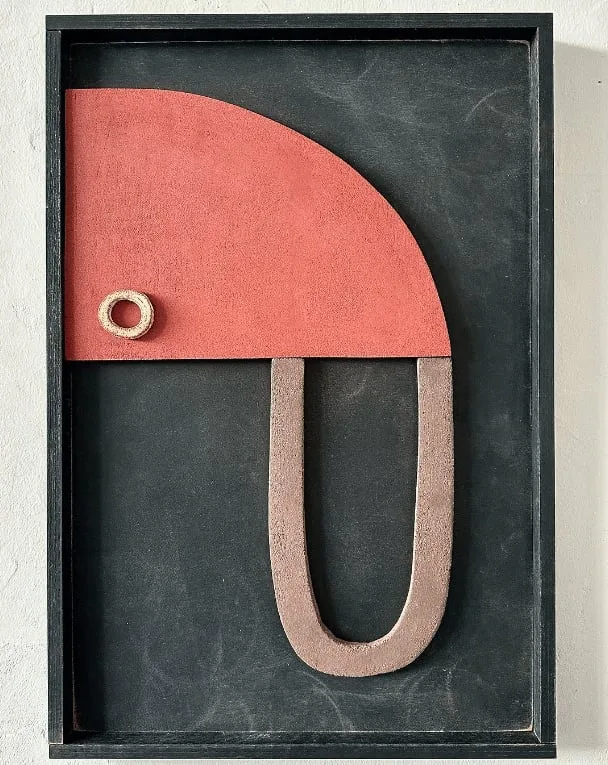 Small Ceramic and Wood Sculpture Painting ELEMENTS by Natalie Rich by Natalie Rich