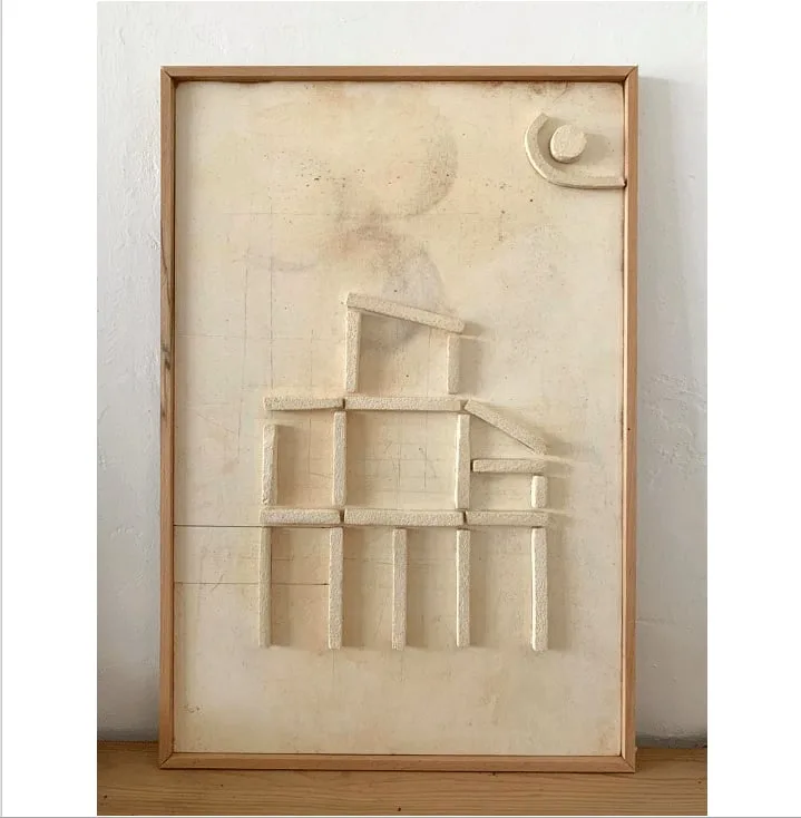 Ceramic and Wood Bas-Relief Sculpture by Natalie Rich