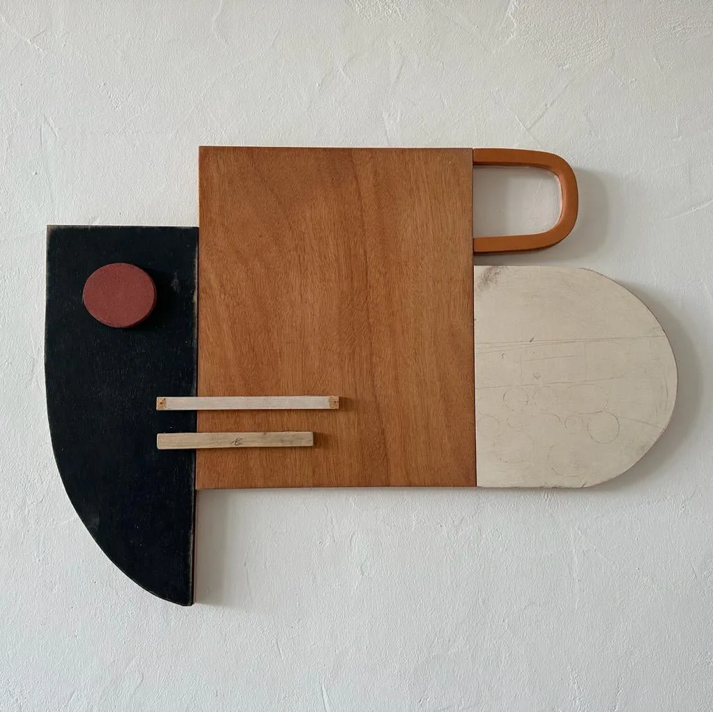 Ceramic and Wood Bas-Relief Sculpture by Natalie Rich