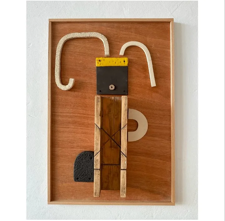 Small Ceramic and Wood Sculpture Painting by Natalie Rich by Natalie Rich
