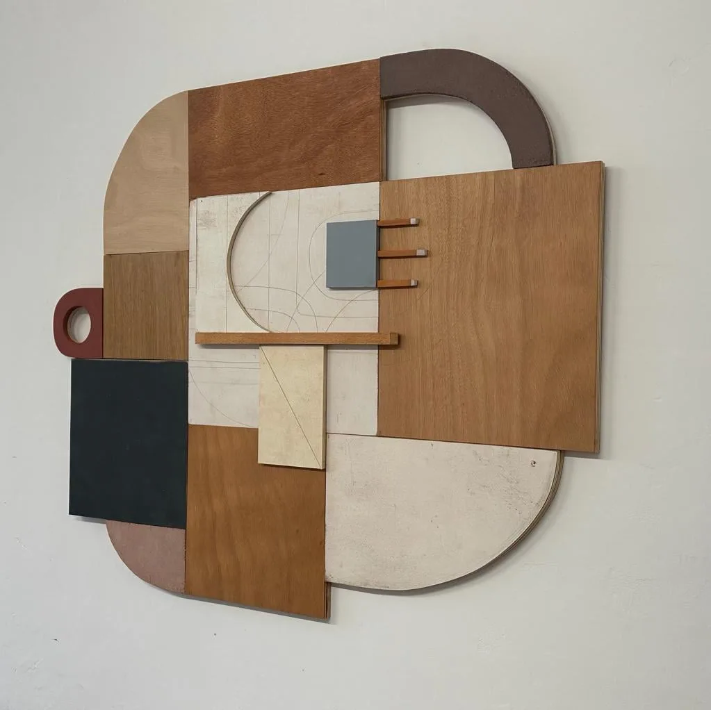 Ubu Roi - Ceramic and Wood Bas-Relief Sculpture, View 2