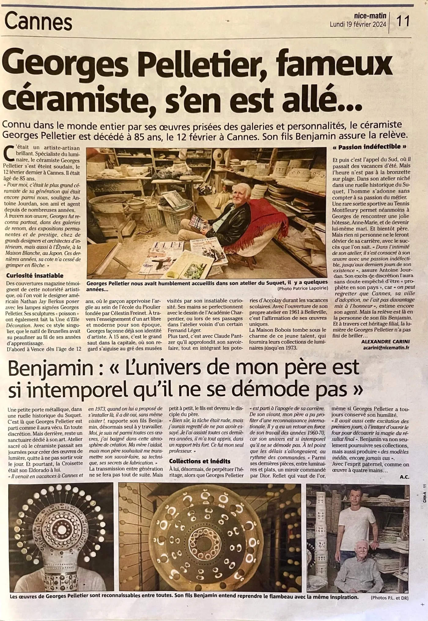 Nice Matin, Tribute to Georges Pelletier on the front page, additional view
